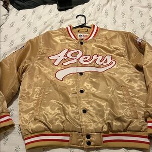 NFL Gold Satin Jacket with Red & White Team Script